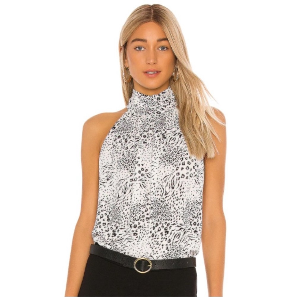 Joie 'Erola B' Printed Mock-Neck Halter Top, Porcelain/Black